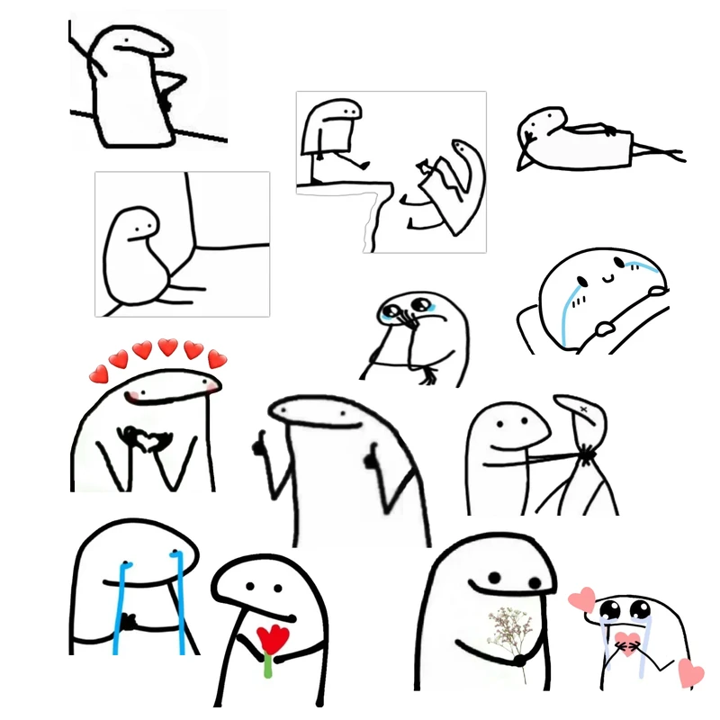 استیکر لپ تاپ و موبایل گوفی طرح بامزه سیاه سفید کد 4 مجموعه 13 عددی