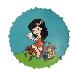 بشقاب دیوارکوب سفالی طرح دخترونه 