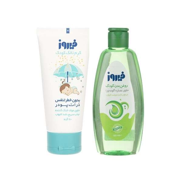 کرم خنک کننده و ضد التهاب کودک فیروز مدل Talc وزن 70 گرم و روغن بدن کودک فیروز مدل آلوئه ورا وزن 200 گرم کرم خنک کننده و ضد التهاب کودک فیروز مدل Talc وزن 70 گرم و روغن بدن کودک فیروز مدل آلوئه ورا وزن 200 گرم