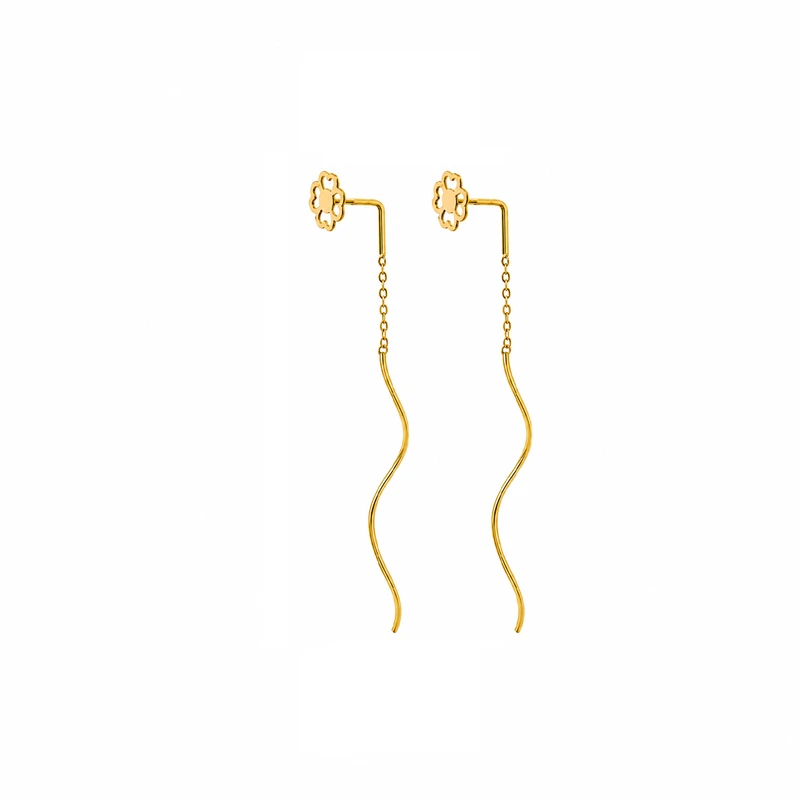 گوشواره بخیه‌ای طلا 18 عیار زنانه مان گالری مدل گل کرلی کد EA01-0028400