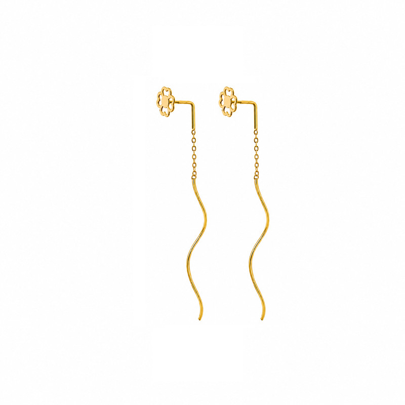 گوشواره بخیه‌ای طلا 18 عیار زنانه مان گالری مدل گل کرلی کد EA01-0028400
