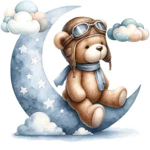 استیکر دیواری کودک راتیانا مدل moon and bear