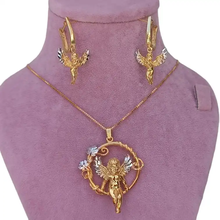 نیم ست نقره زنانه مدل تاج فرشته