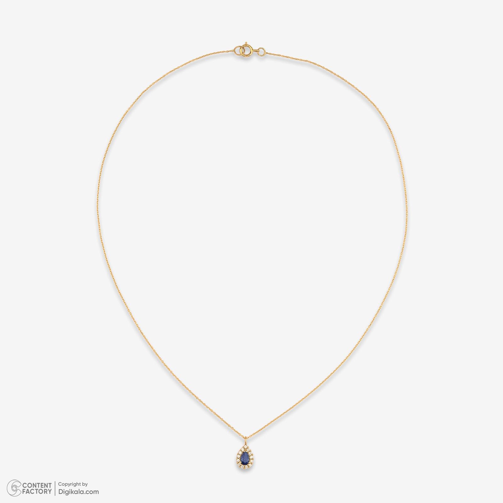 گردنبند طلا 18 عیار زنانه با زنجیر حلقه‌ای (فلامینگو) وی گالری مدل اشک نگینی کد NC3023 -  - 6