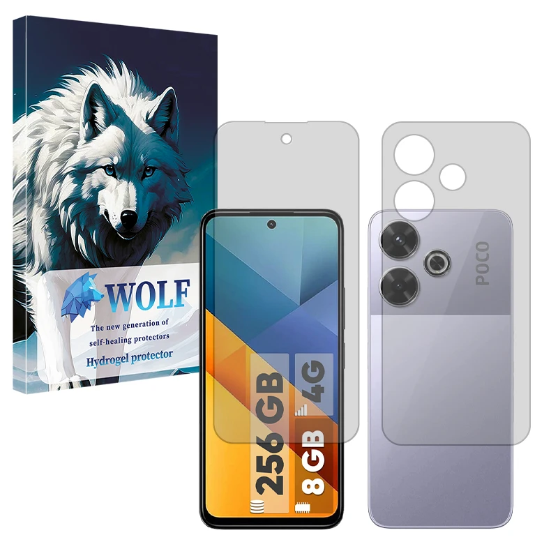 محافظ صفحه نمایش شفاف ولف مدل Tough مناسب برای گوشی موبایل شیائومی Poco M6 4G به همراه محافظ پشت گوشی