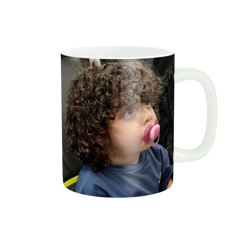 ماگ پاد آفرین طرح بچه موفرفری با پستونک کد 1419