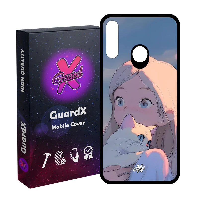 کاور گارد ایکس طرح دختر گربه مدل Glass10661 مناسب برای گوشی موبایل سامسونگ Galaxy A20s