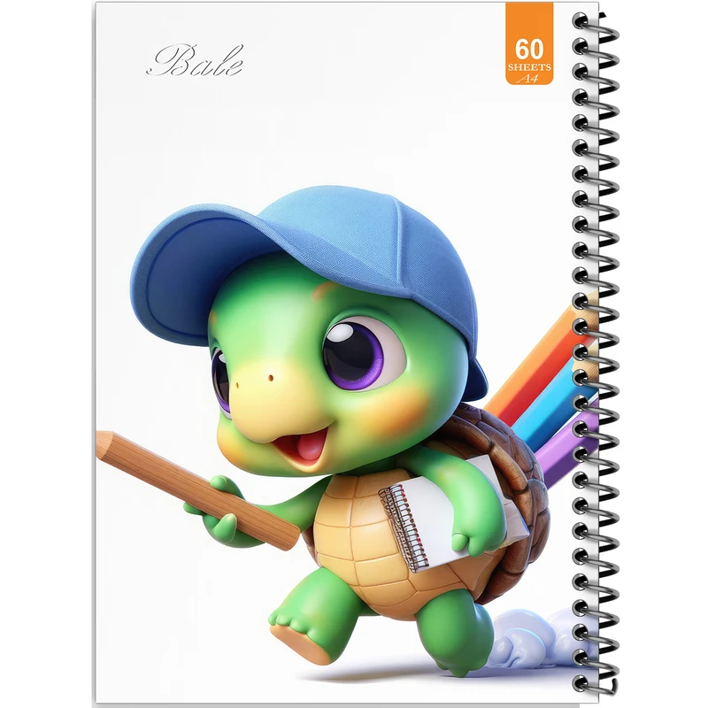 دفتر نقاشی 60 برگ انتشارات بله طرح فانتزی لاک پشت نقاش کد A4-O248