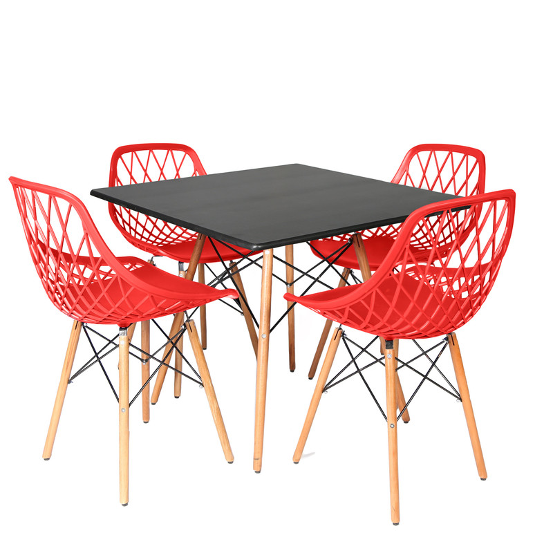 میز و صندلی ناهارخوری چهار نفره مدل الماس فایبرگلاس پایه ایفلی MM