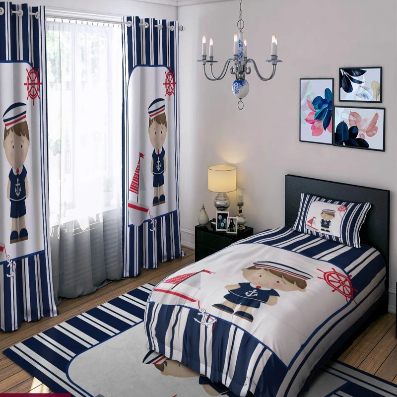 سرویس خواب مدل پسرانه کد ۰۹۷۰ یک نفره ۴ تکه