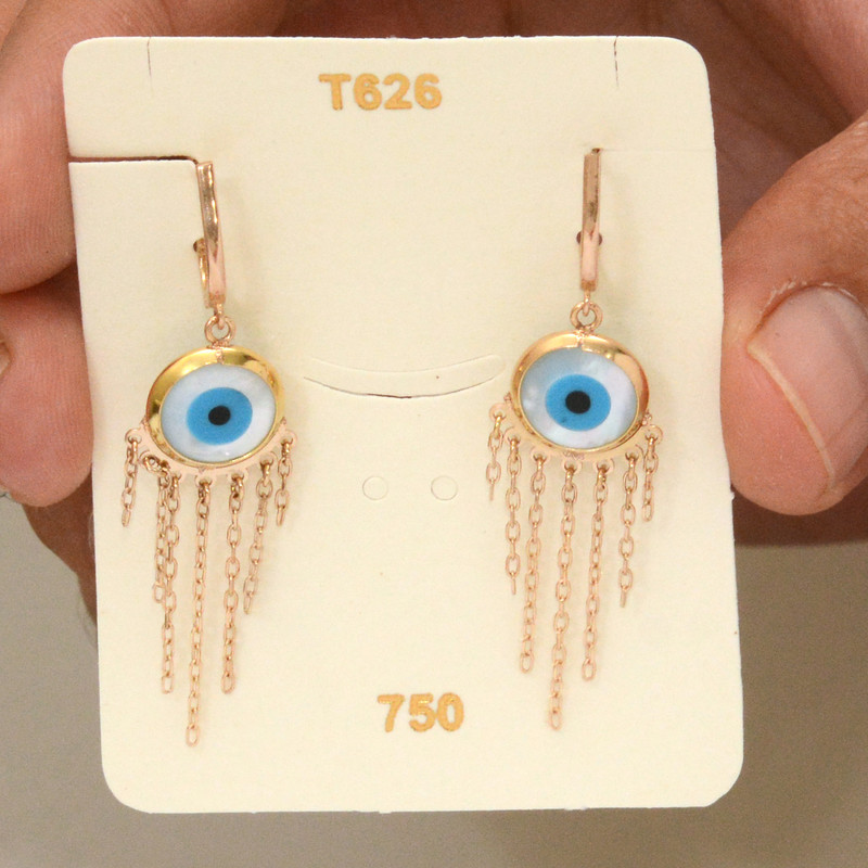 گوشواره طلا 18 عیار زنانه طلای مستجابی مدل چشم کد 03