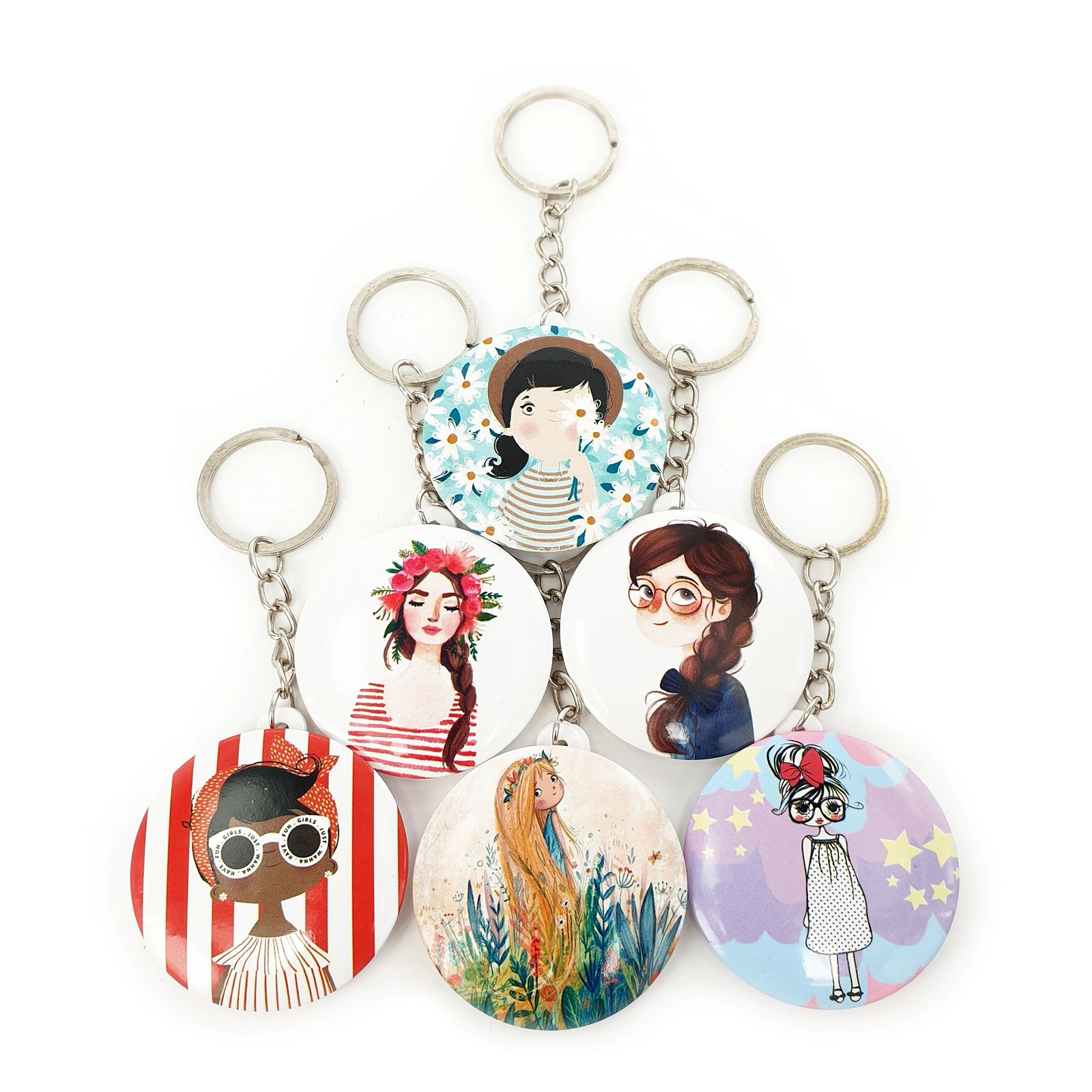 جاکلیدی خندالو طرح دخترانه کد 54B مجموعه 6 عددی - - 2