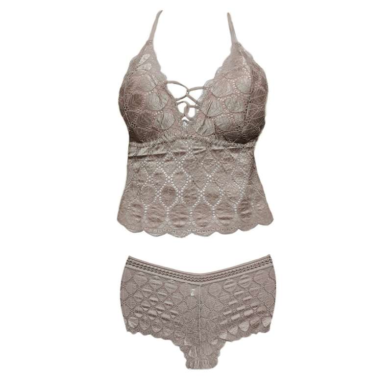 ست شورت و نیم تنه زنانه مدل پر طاووس رنگ قهوه ای