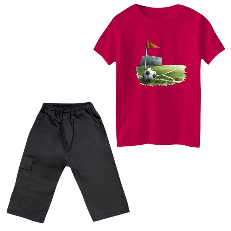ست تی‌شرت و شلوارک پسرانه مدل فوتبال کد 3