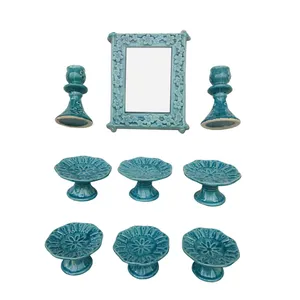 مجموعه ظروف هفت سین 9 پارچه طرح فیروزه مدل 2254