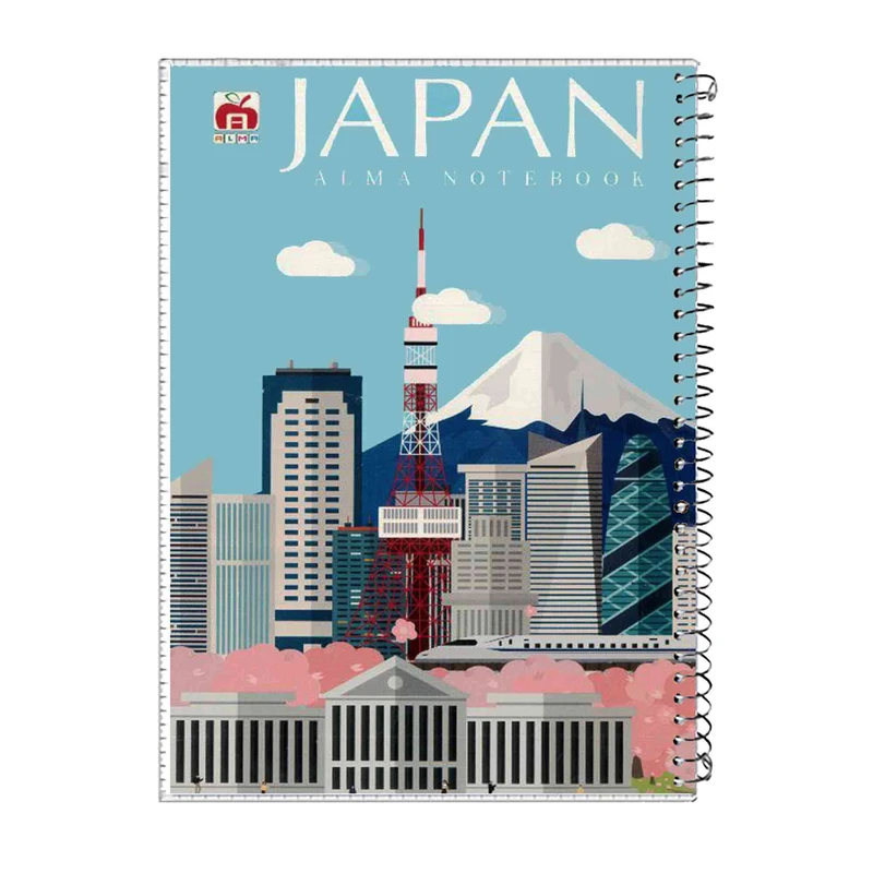 دفتر مشق 60 برگ آلما طرح JAPAN مدل طلقی کد 7612
