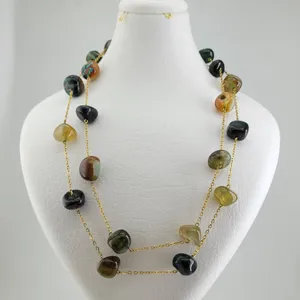 گردنبند زنانه مدل رومانتویی سنگ عقیق سلیمان کد 0909