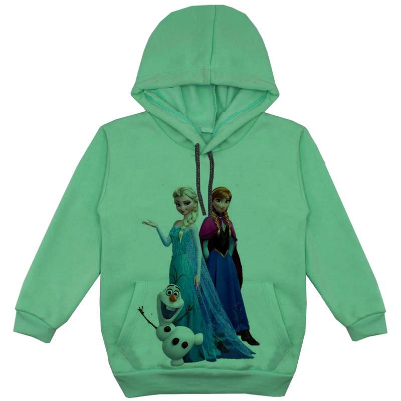 هودی دخترانه مدل السا و انا F03 رنگ سبز