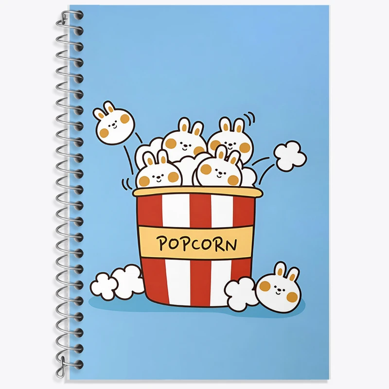 دفتر زبان 50 برگ خندالو مدل سه خط طرح خرگوش های پاپکورنی کد F5867