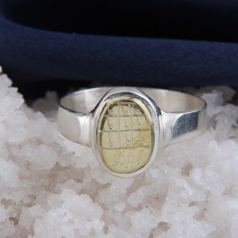 انگشتر نقره مردانه بازرگانی میلادی مدل حرز دار رکاب دست ساز کد AM_2592