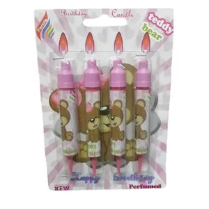شمع طرح خرس مدل رنگی سوز بسته 4 عددی
