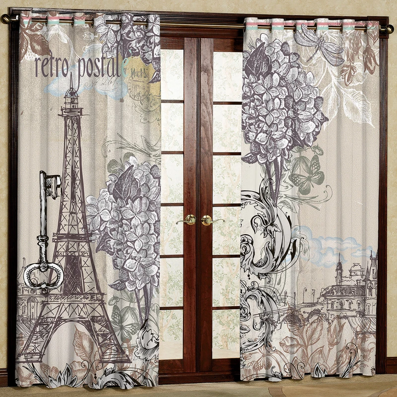     پرده مدل طرح برج و کلید مخمل پانچی کد 1048L سایز 140x280 سانتی متر