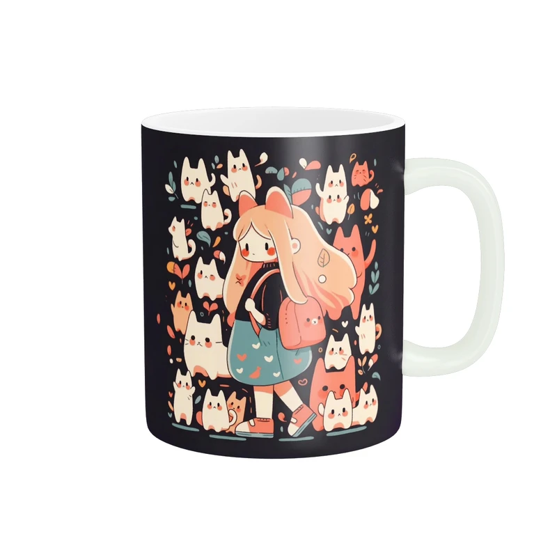 ماگ زیگورات مدل انیمه دختر گربه ای کد 195