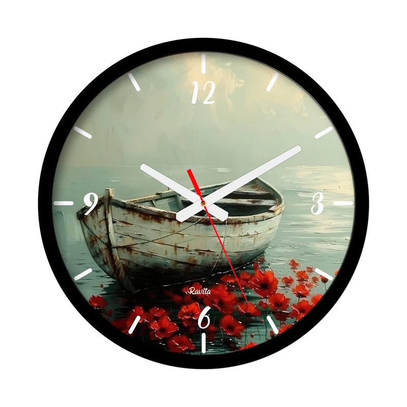ساعت رومیزی عقربه‌ای راویتا مدل نقاشی قایق کد 3579 