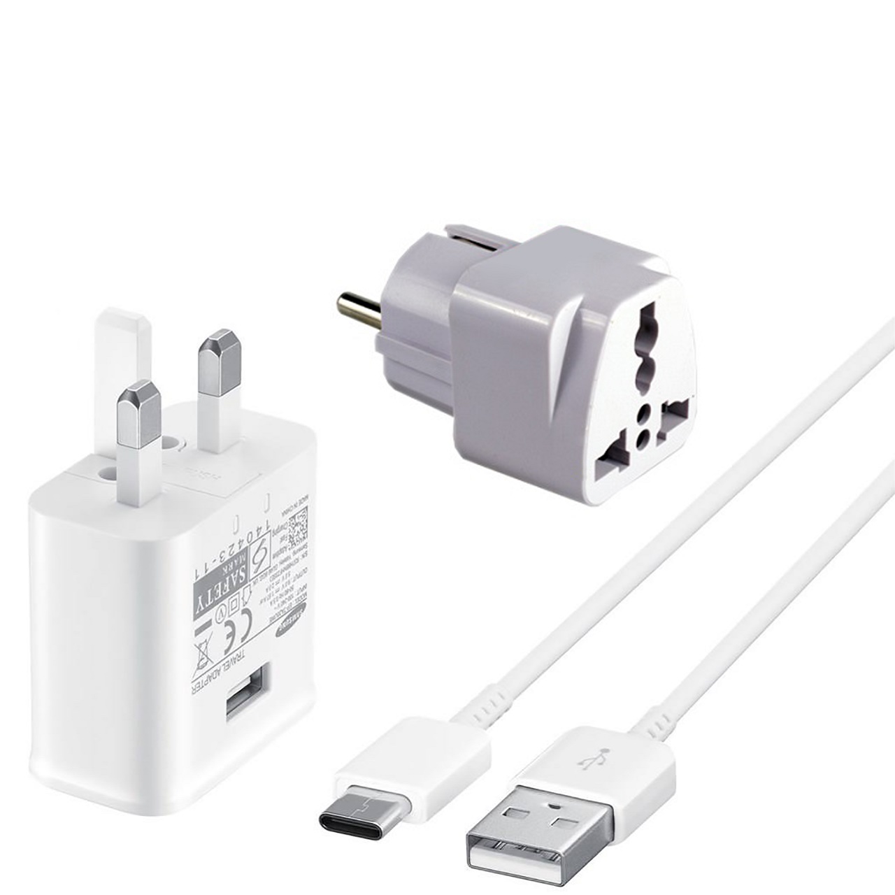 شارژر دیواری مدل EP-TA20UWE به همراه کابل تبدیل USB-C و مبدل برق تکنو