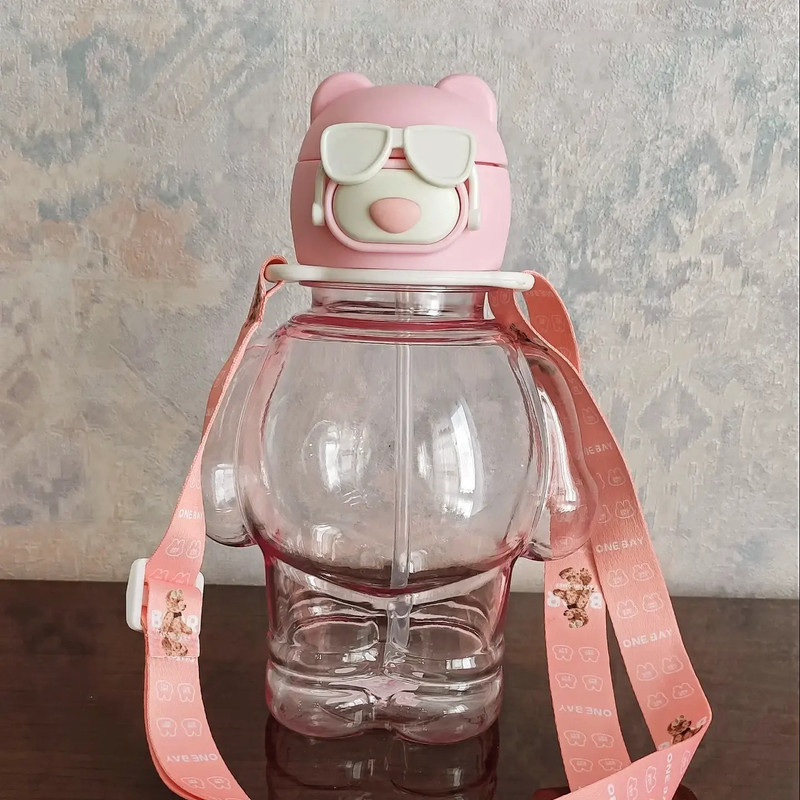 قمقمه کودک مدل نی دار طرح خرس کد 5 گنجایش 0.5 لیتر