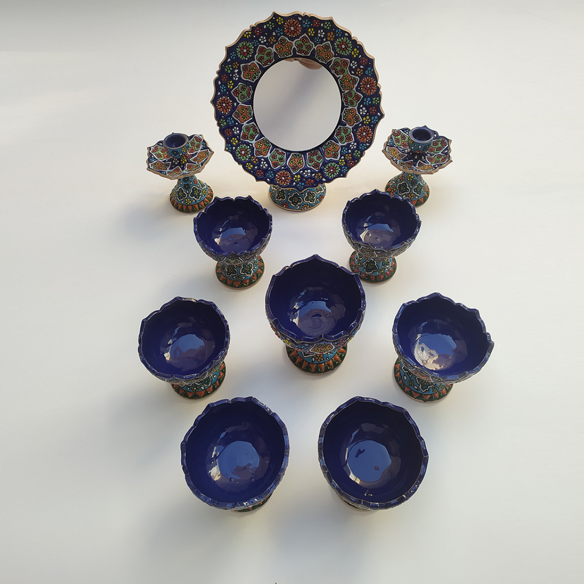 مجموعه ظروف هفت سین 10 پارچه مدل مینا کاری کد HS-006