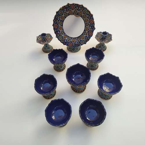 مجموعه ظروف هفت سین 10 پارچه مدل مینا کاری کد HS-006