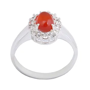 انگشتر نقره زنانه بازرگانی میلادی مدل عقیق رکاب مدرن نگین برلیان کد AW_612