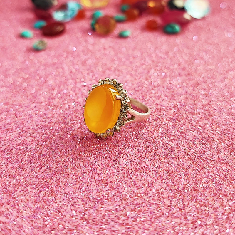 انگشتر نقره زنانه مدل عقیق شرف الشمس شکوفه کد SHW6038