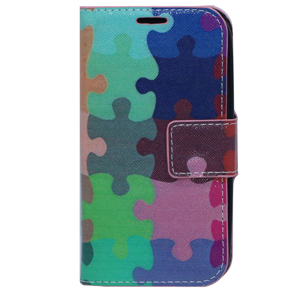 کیف کلاسوری طرح Puzzle مدل KS-01 مناسب برای گوشی موبایل سامسونگ Galaxy S4