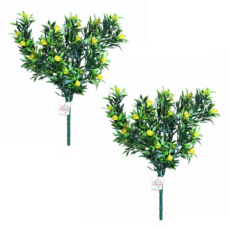 گل مصنوعی جُرجُرگل مدل بوته برگ انار گل ریز بسته 2 عددی