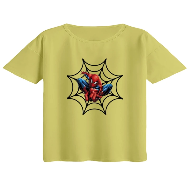 کراپ تی‌شرت آستین کوتاه زنانه مدل مرد عنکبوتی کد1