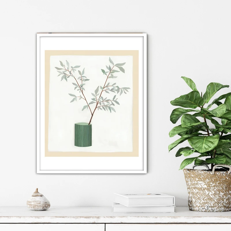 تابلو آتریسا طرح گلدان مدرن مدل ATFF158 فریم سفید