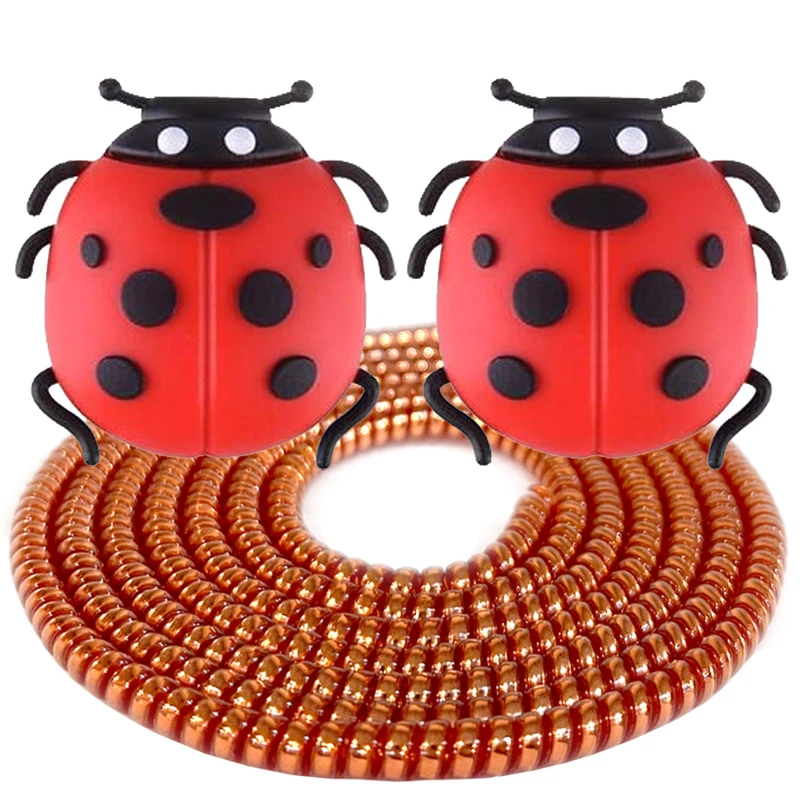 محافظ کابل شارژ و هندزفری رینیکا مدل Ladybug KK 03 مجموعه 3 عددی