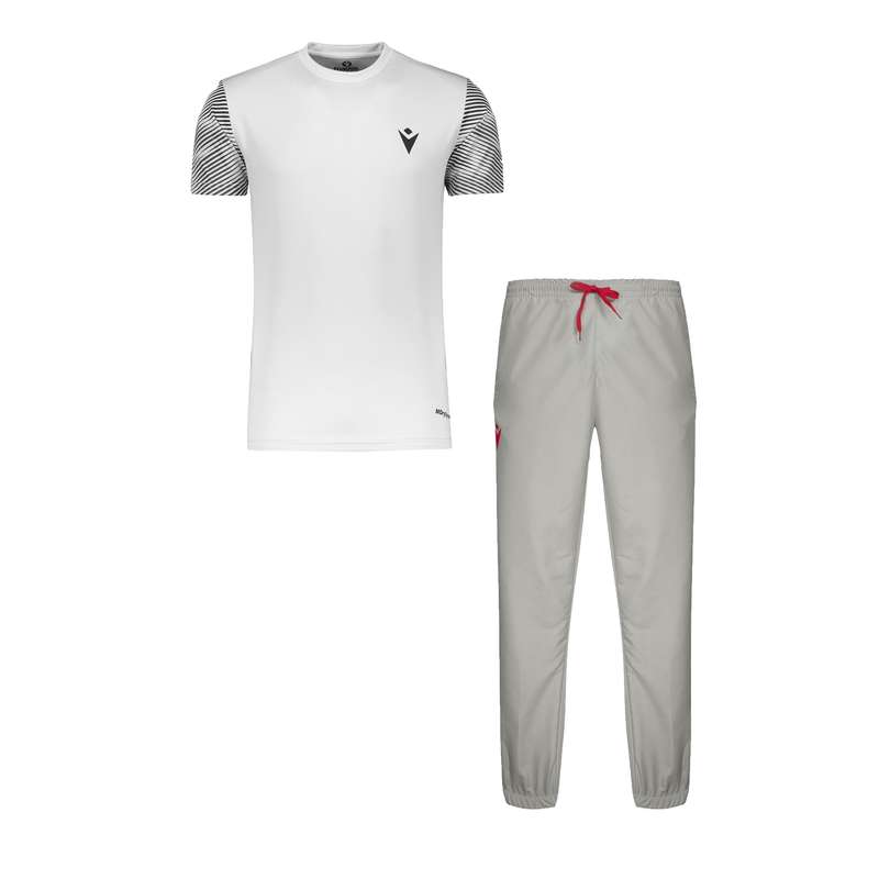 ست تی شرت و شلوار ورزشی مردانه مکرون مدل سین رم رنگ سفید