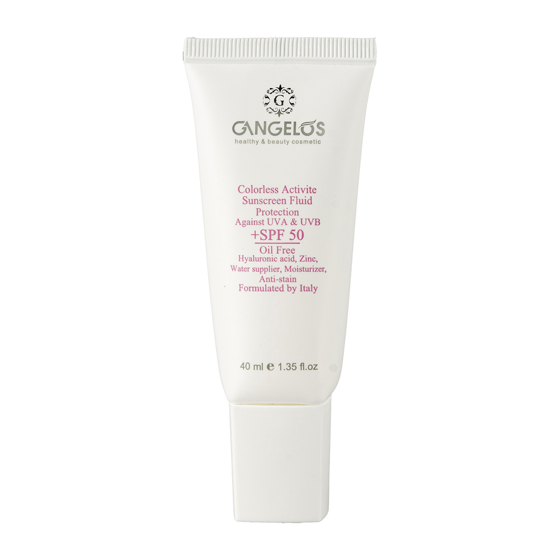 فلوئید ضد آفتاب بی رنگ گانگلوس  SPF 50 مدل water resistant ‌محافظ UVA ،UVB و PA+++ مناسب برای انواع پوست‌ حجم 40 میلی‌لیتر