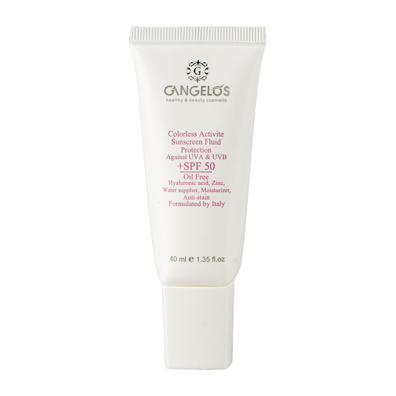 فلوئید ضد آفتاب بی رنگ گانگلوس  SPF 50 مدل water resistant ‌محافظ UVA ،UVB و PA+++ مناسب برای انواع پوست‌ حجم 40 میلی‌لیتر