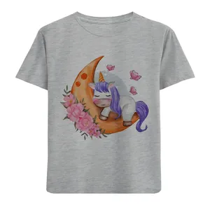 تی شرت آستین کوتاه بچگانه مدل تک شاخ و ماه F759