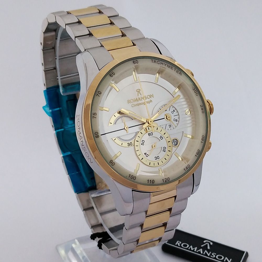 ساعت مچی عقربهای مردانه رومانسون مدل بندفلزی سه موتور کرنوگراف ضدآب کد 540 - - 2