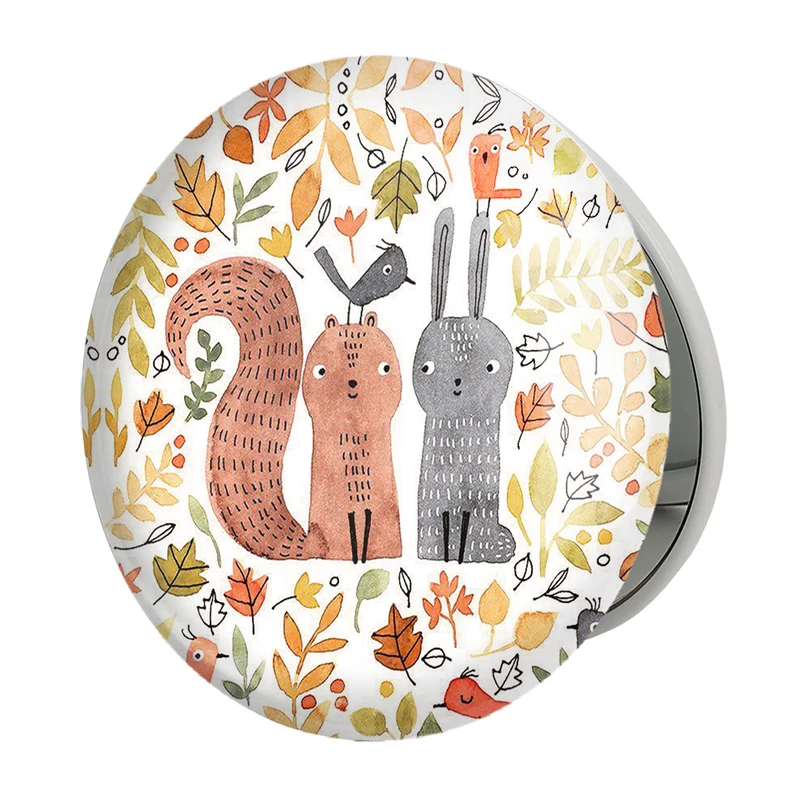 آینه جیبی خندالو طرح خرگوش و سنجاب مدل تاشو کد 5224 