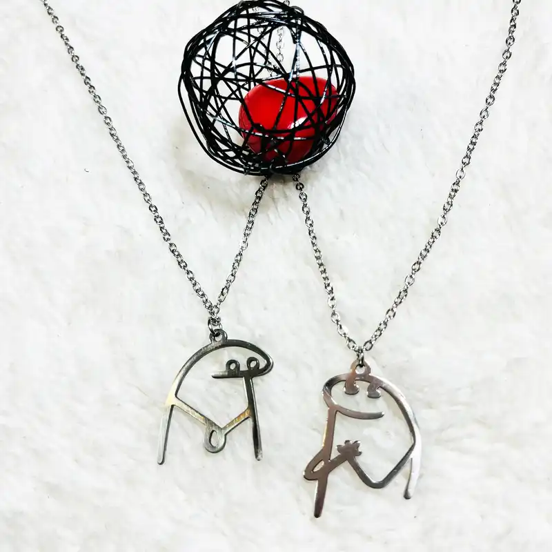 گردنبند مدل استیکر میقولی مجموعه 2 عددی