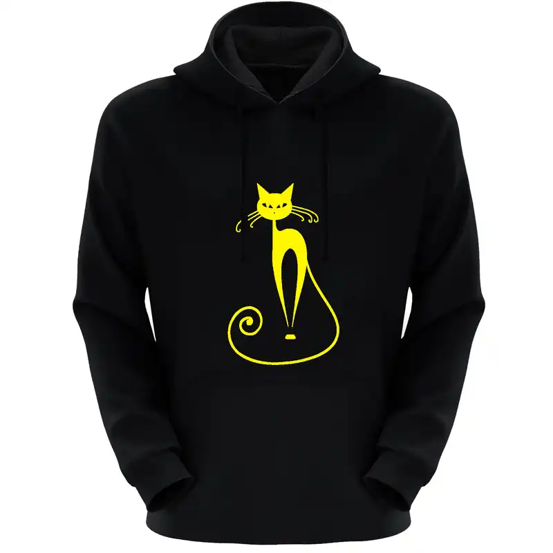 هودی زنانه مدل گربه X1797 رنگ مشکی