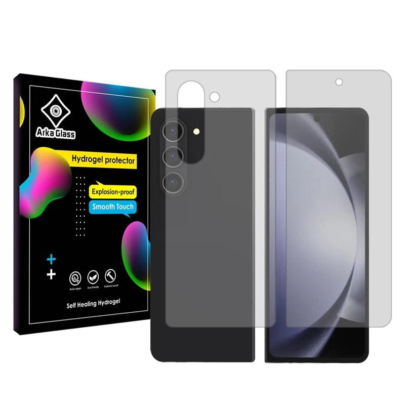 محافظ صفحه نمایش شفاف آرکا گلس مدل Tough مناسب برای گوشی موبایل سامسونگ Galaxy Z Fold5 به همراه محافظ پشت گوشی
