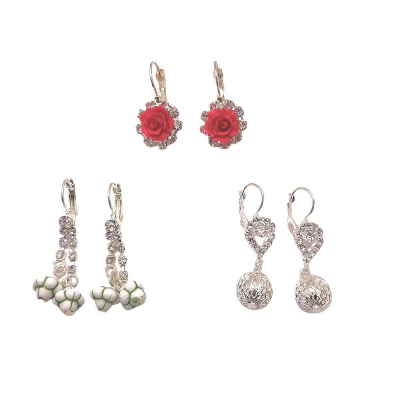 گوشواره دخترانه مدل JKL مجموعه 3 عددی گوشواره دخترانه مدل JKL مجموعه 3 عددی