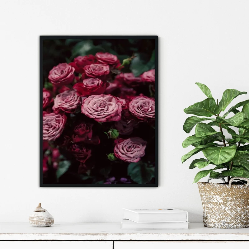 تابلو آتریسا طرح گل مدرن مدل ATFF352 فریم مشکی